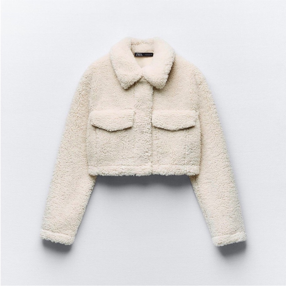 🔥 ZARA 🔥 Sherpa Sheepskin Cropped Jacket Size L